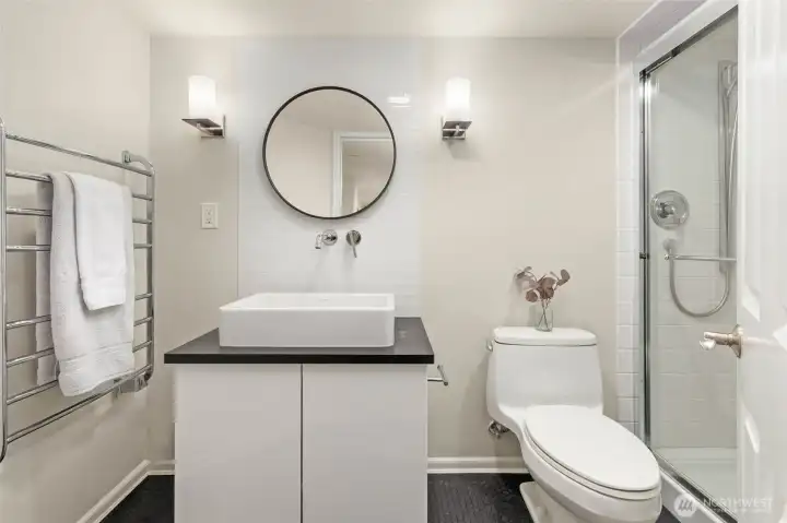 3/4 bathroom on lower level.