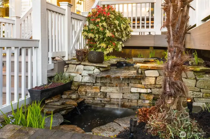Water feature by the deck