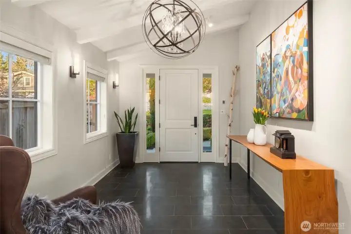 Entrance way with heated tile flooring