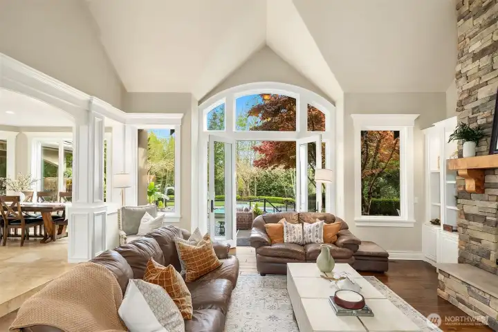 French doors open to the patio