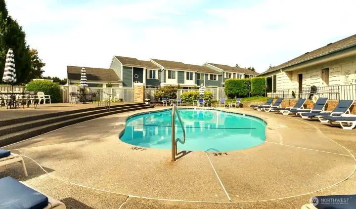 Deck around the pool is wide and spacious.