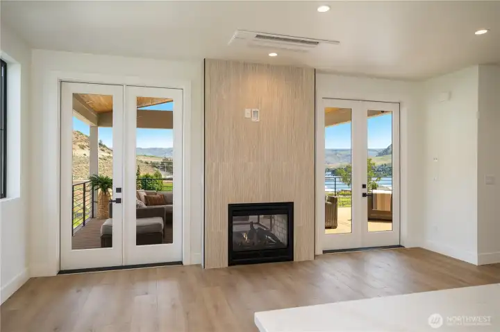 Living with a see through fireplace Living with a see through fireplace