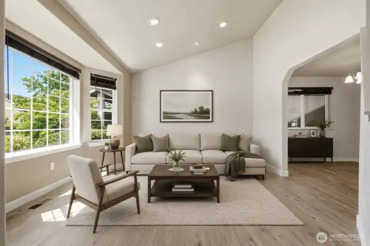 Virtually stage image of living room