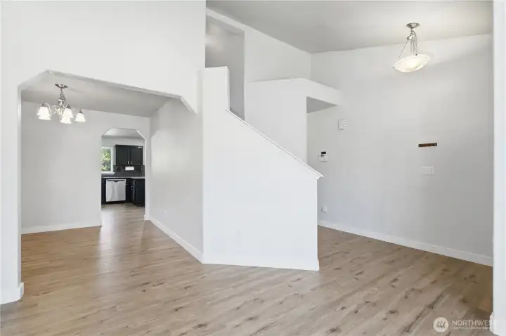 Peeking into the formal dining room from the living room area