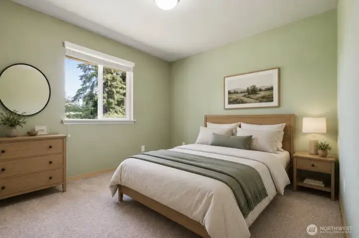 Virtually staged 2nd bedroom