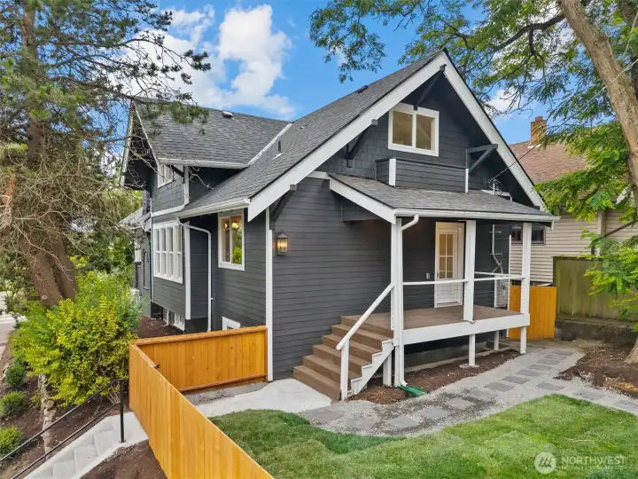 Easy access to the grassy backyard both from the main floor and also from the lower level.