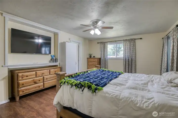 Master bedroom has patio access.