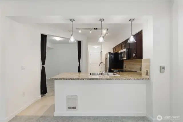 View from living room to entry
