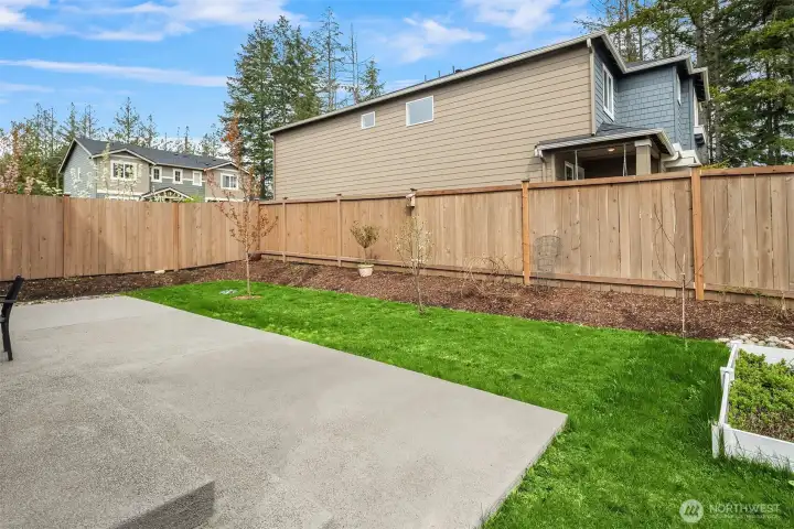 Fenced in backyard for privacy and safety for kids and pets