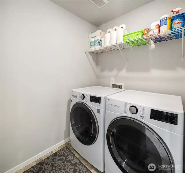 Upstairs Laundry Closet with full size washer & dryer included
