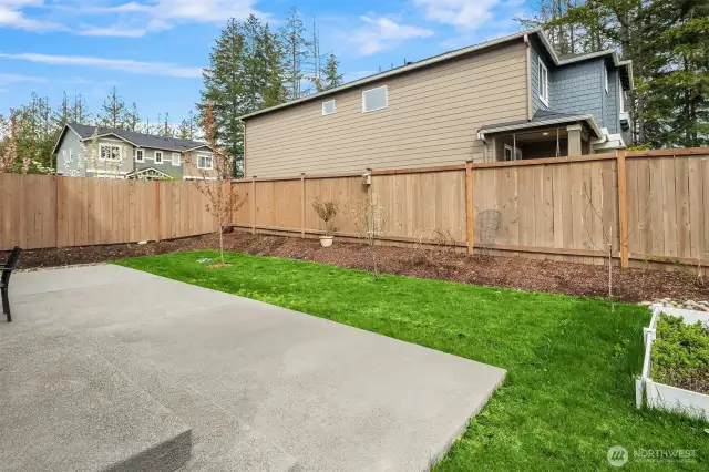 Fenced in backyard for privacy and safety for kids and pets