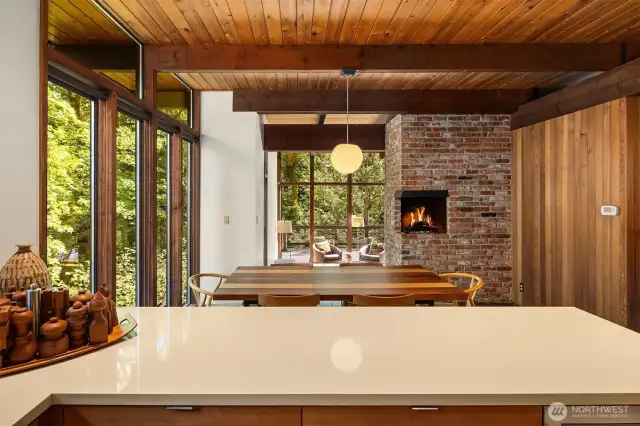 View from kitchen, through dining room and into light-filled living room
