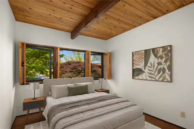 Second of two main floor bedrooms. Virtually staged.
