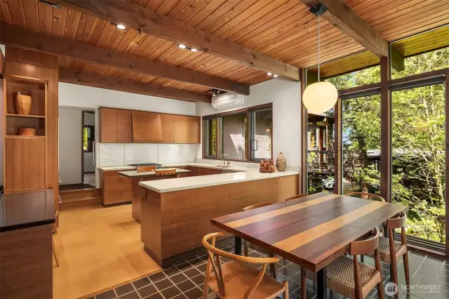 Updated kitchen blends mid-century modern with modern conveniences