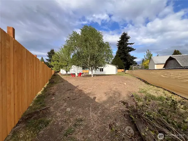 Backyard Facing to the House and Garage.