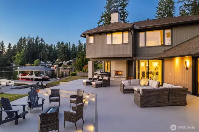 Fireside chats with old friends, new friends. Choose the freestanding fire pit or the gas/wood burning to the left of the sliders shown here.