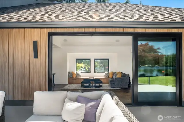 Again, “The Lake” room seen from the patio with extra wide slider for easy in and out.
