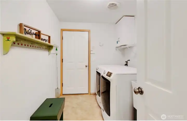 Utility room on mainfloor off garage