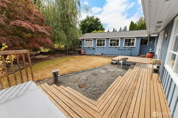 Back yard deck and Shop Pottery studio