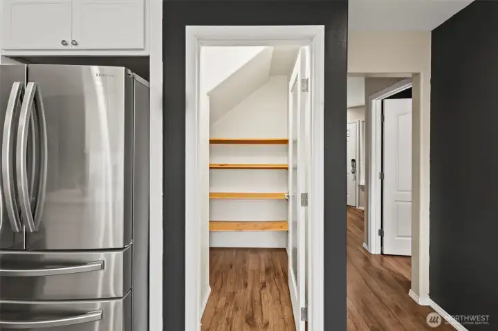 Roomy walk-in pantry