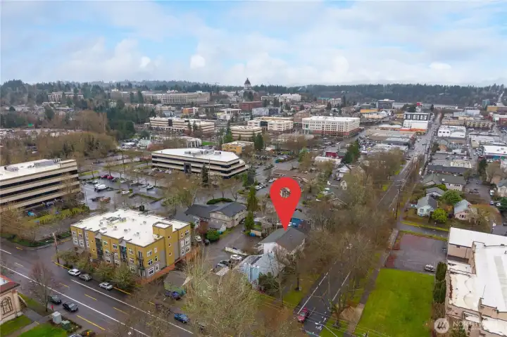 State Capitol campus in the background.