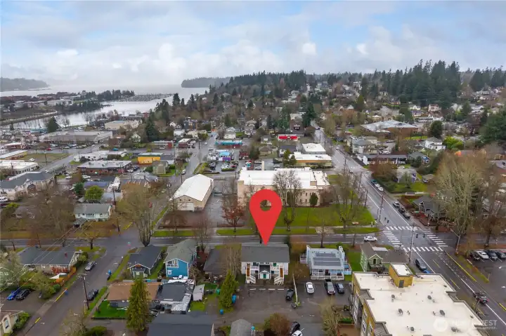 Aerial view looking North.