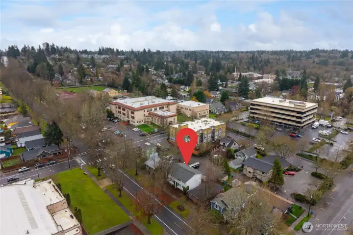 Aerial view looking South.