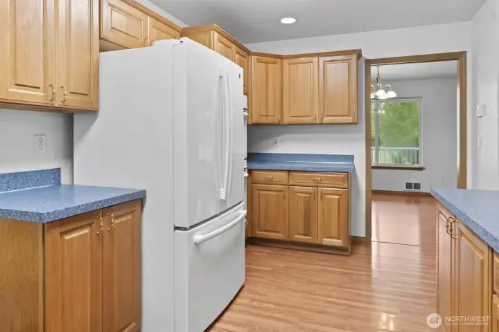 Barn door style refrigerator.