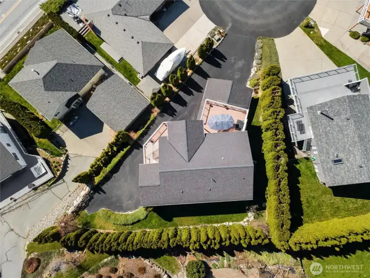 Aerial of home/lot in cul-de-sac.  Tons of privacy in a quiet setting.