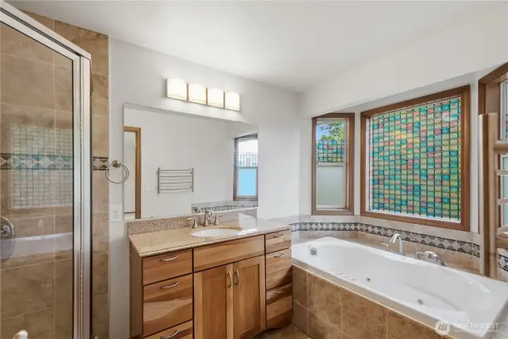 Primary Suite Bath with soaking tup and shower Primary Suite Bath with soaking tup and shower