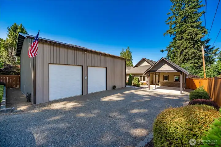 Great detached shop garage with tons of storage space.