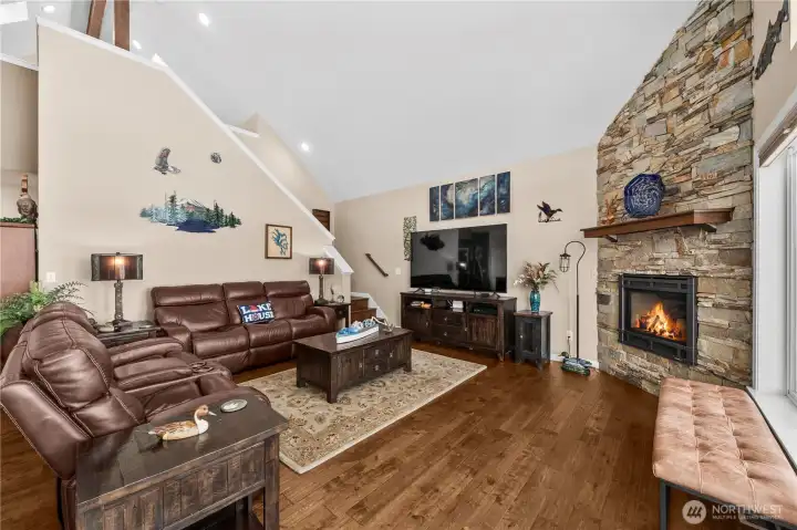 Great room leading to upstairs loft/office.