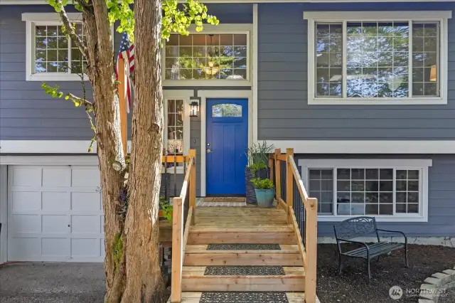 Home has been re-trimmed, re-sided with hardy cement plank siding and painted.  A new porch and lighting was also added along the way.