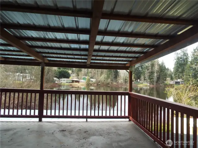 Upper covered deck facing the lake