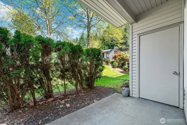 Private patio and storage area
