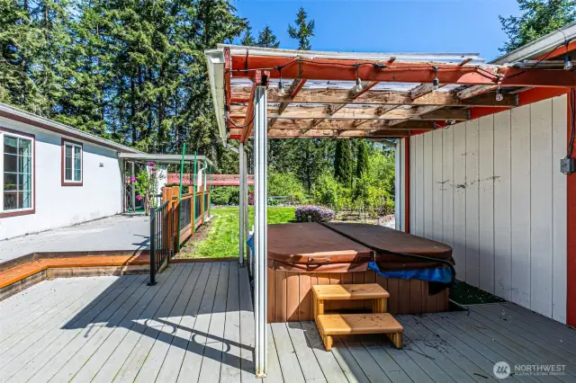 Covered hot tub