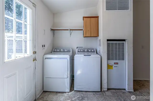 Laundry room with outside door