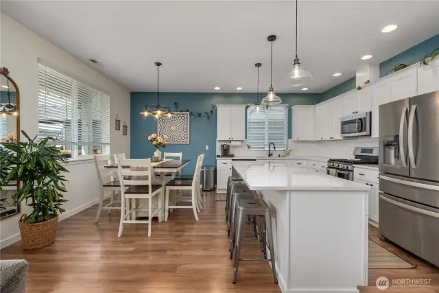 Living space open to the dining room and kitchen