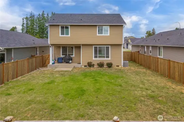 Fully fenced backyard