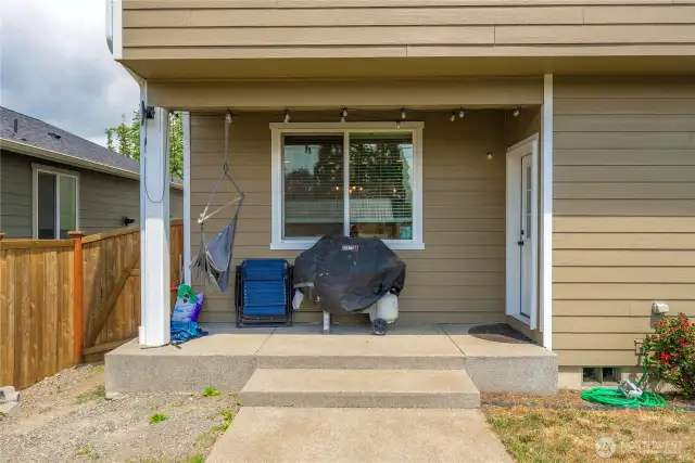 With it's own covered patio