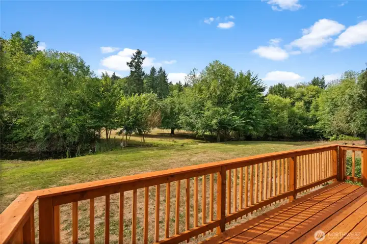back deck overlooking pond