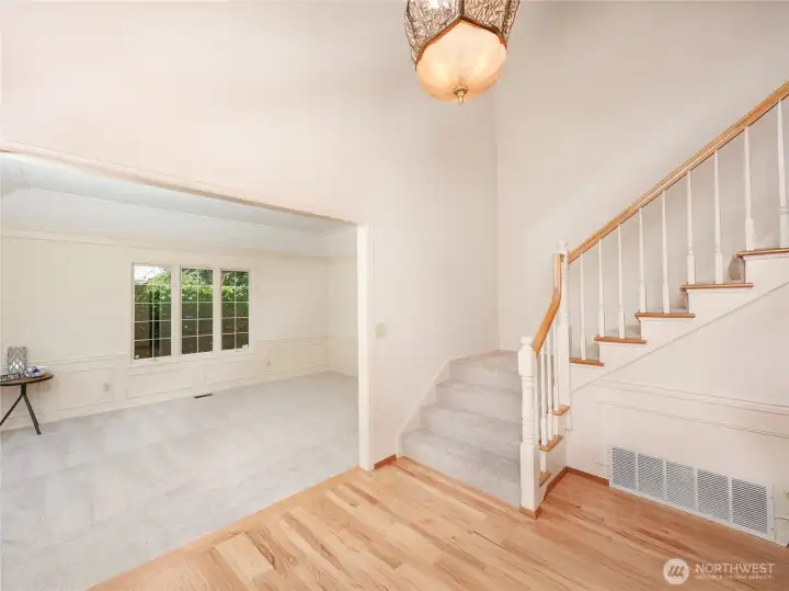 The Grand Entry w/Refinished REAL Hardwoods are GORGEOUS!  Love the Bridal Stairwell