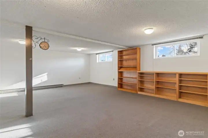 Family room with built ins