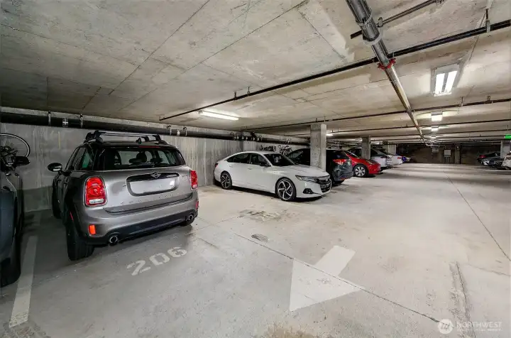 Parking spaces are next to each other.
