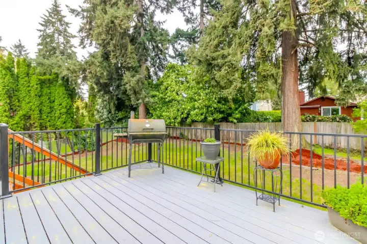 Newer Trex Deck, right off of Kitchen, Great for Relazing or Entertaining! Summer BBQ'a just Waiting to Happen! Enjoy the Large, Fully Fenced Backyard! Don't forget to look for the Shed underneath the Deck, Great for Storage!