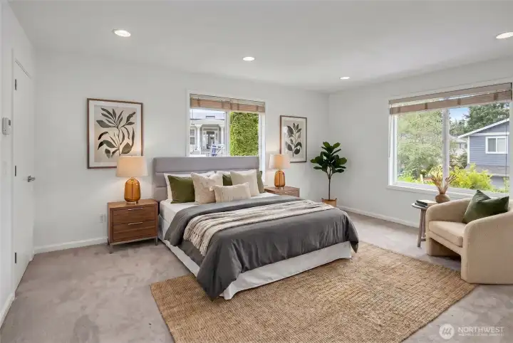 Virtually staged oversized 4th Bedroom. Could also be Bonus or Media room