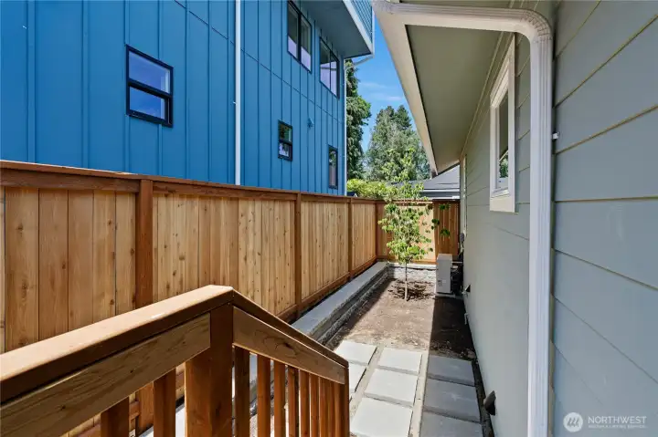 Fully fenced back patio.