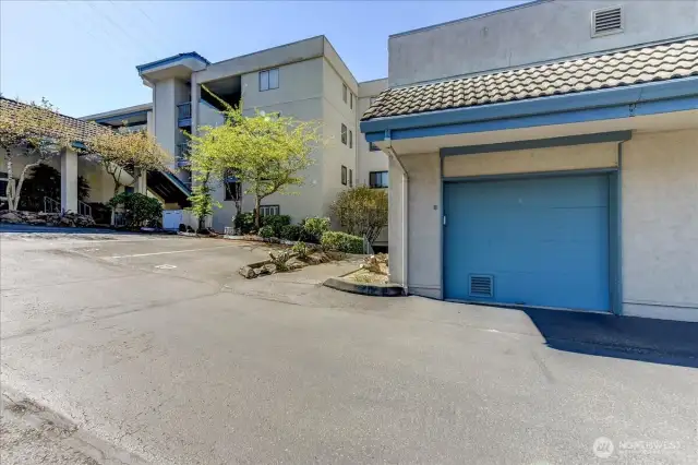 Garage #8 is conveniently located close to the elevator.  A storage loft will hold all those items you can't part with yet.