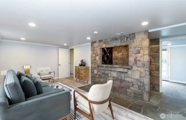 Opposite View of the Living Room~Virtually Staged~ Looking to the Bar & Wine Storage~