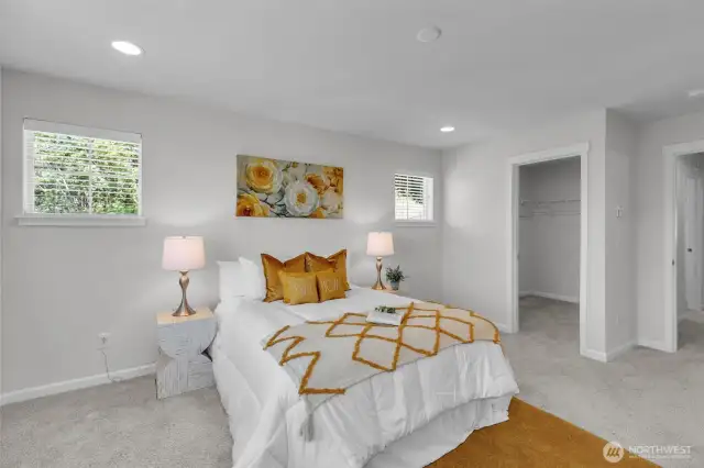 Very large primary bedroom with walk in closet.